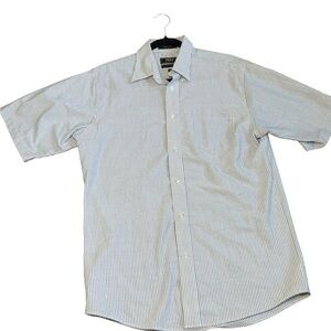 Blue and White Casual Button Down Shirt Lightweight Fabric